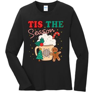 Festive Holiday Treats Christmas Tree Cake Gingerbread Santa Cookies Ladies Long Sleeve Shirt