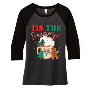 Festive Holiday Treats Christmas Tree Cake Gingerbread Santa Cookies Women's Tri-Blend 3/4-Sleeve Raglan Shirt