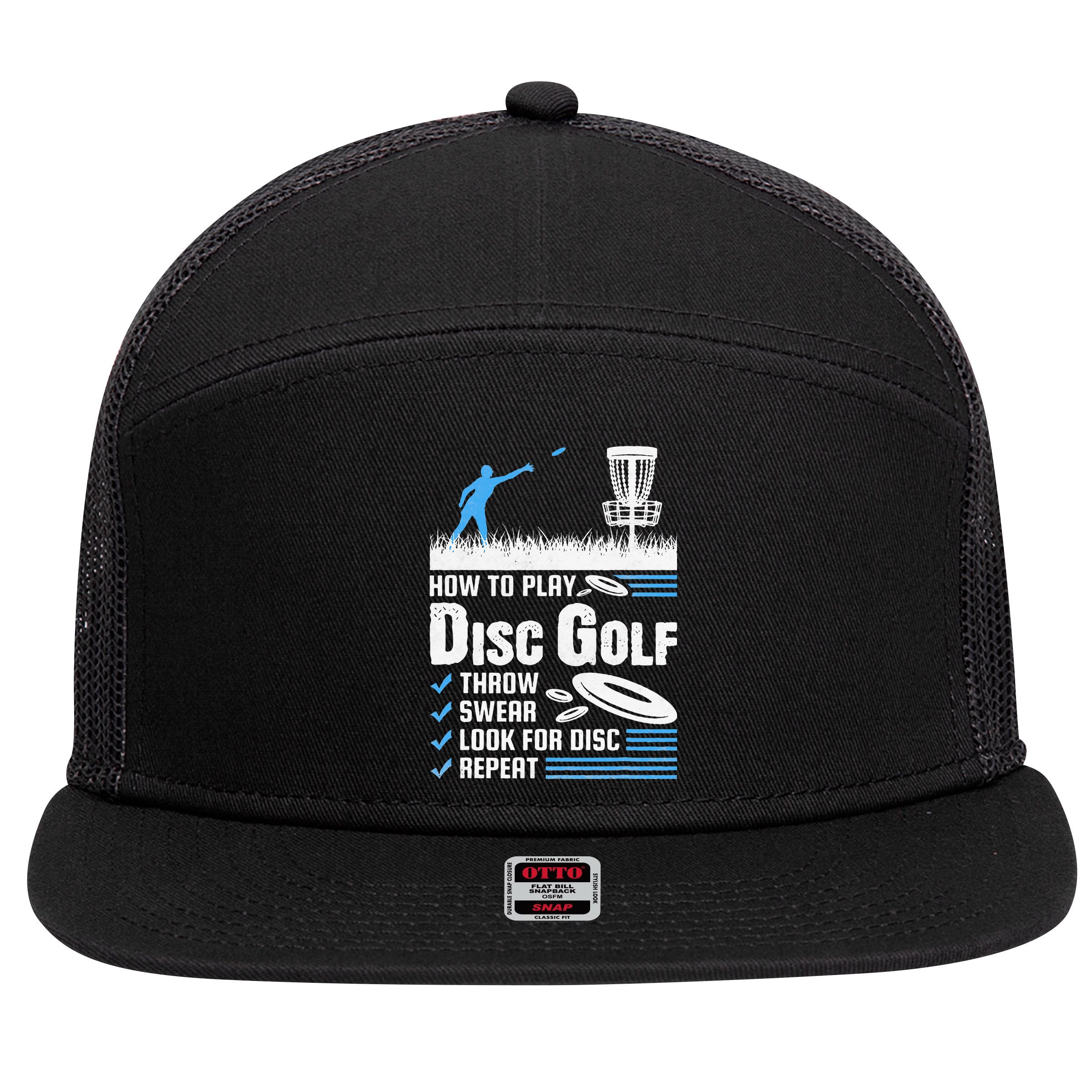 Funny How To Play Disc Golf 7 Panel Mesh Trucker Snapback Hat