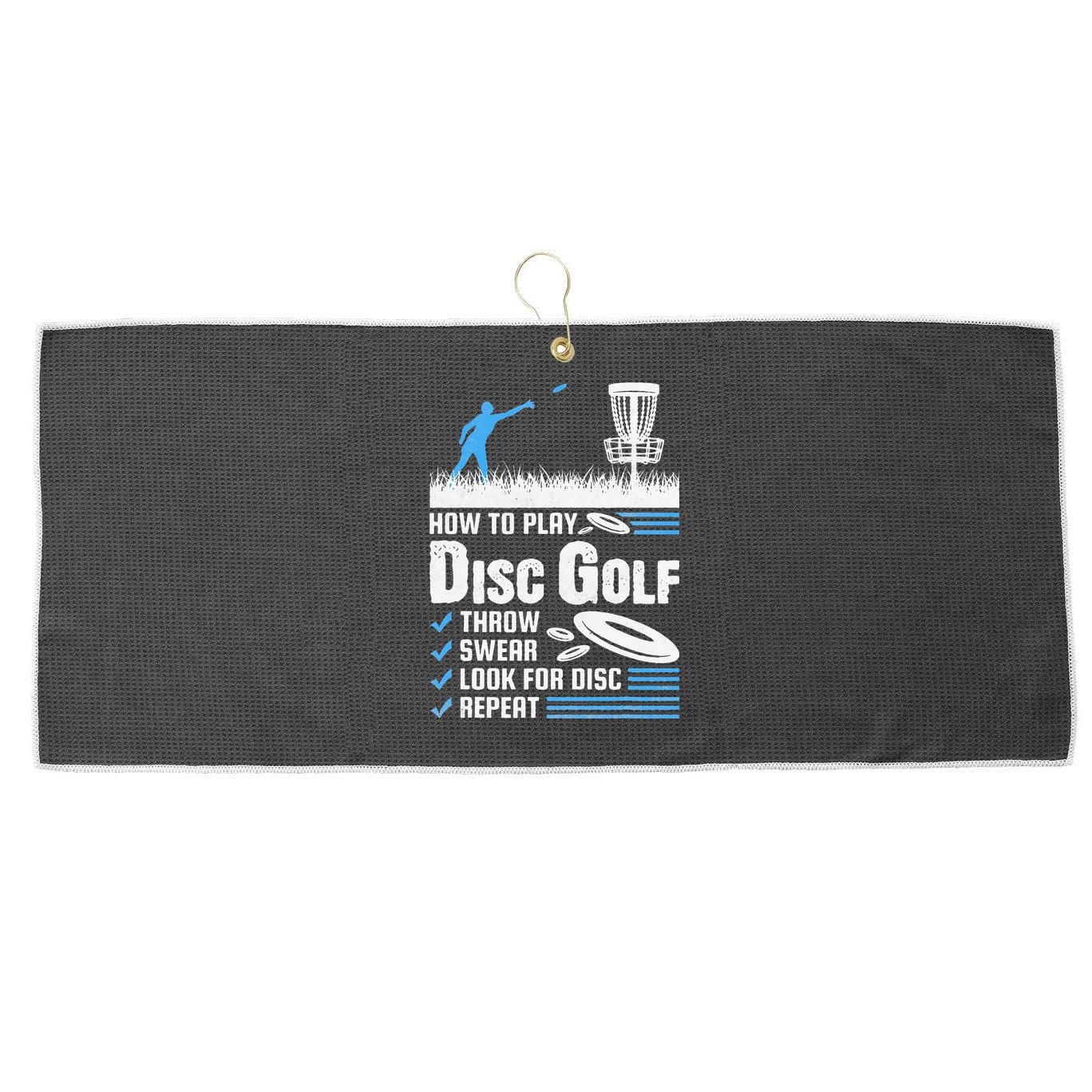 Funny How To Play Disc Golf Large Microfiber Waffle Golf Towel