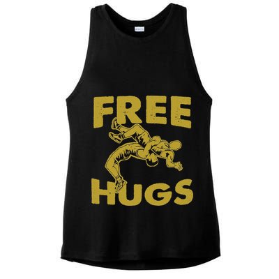Free Hugs T Wrestling Gift For Coach Wrestler Ladies PosiCharge Tri-Blend Wicking Tank