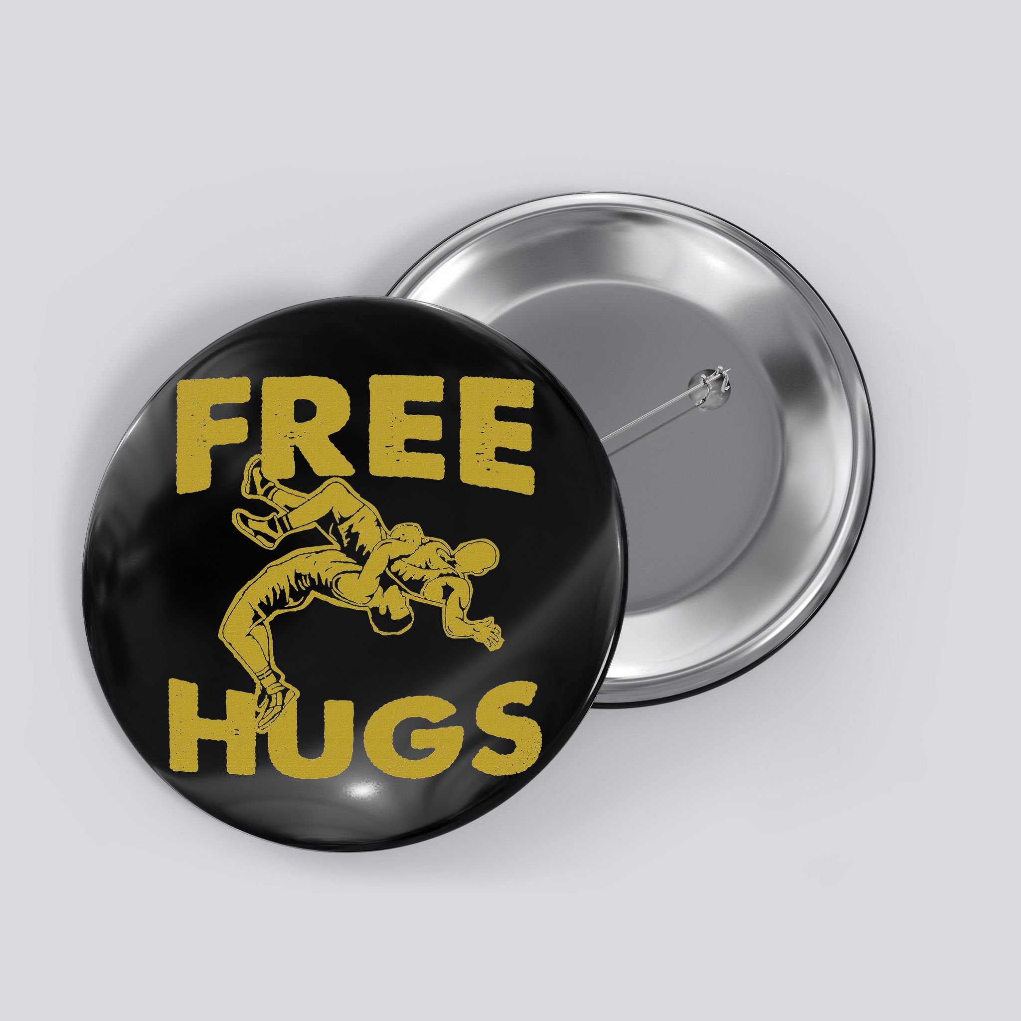 Free Hugs T Wrestling Gift For Coach Wrestler Button