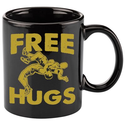 Free Hugs T Wrestling Gift For Coach Wrestler 11oz C Handle Ceramic Mug