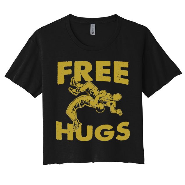 Free Hugs T Wrestling Gift For Coach Wrestler Crop Top