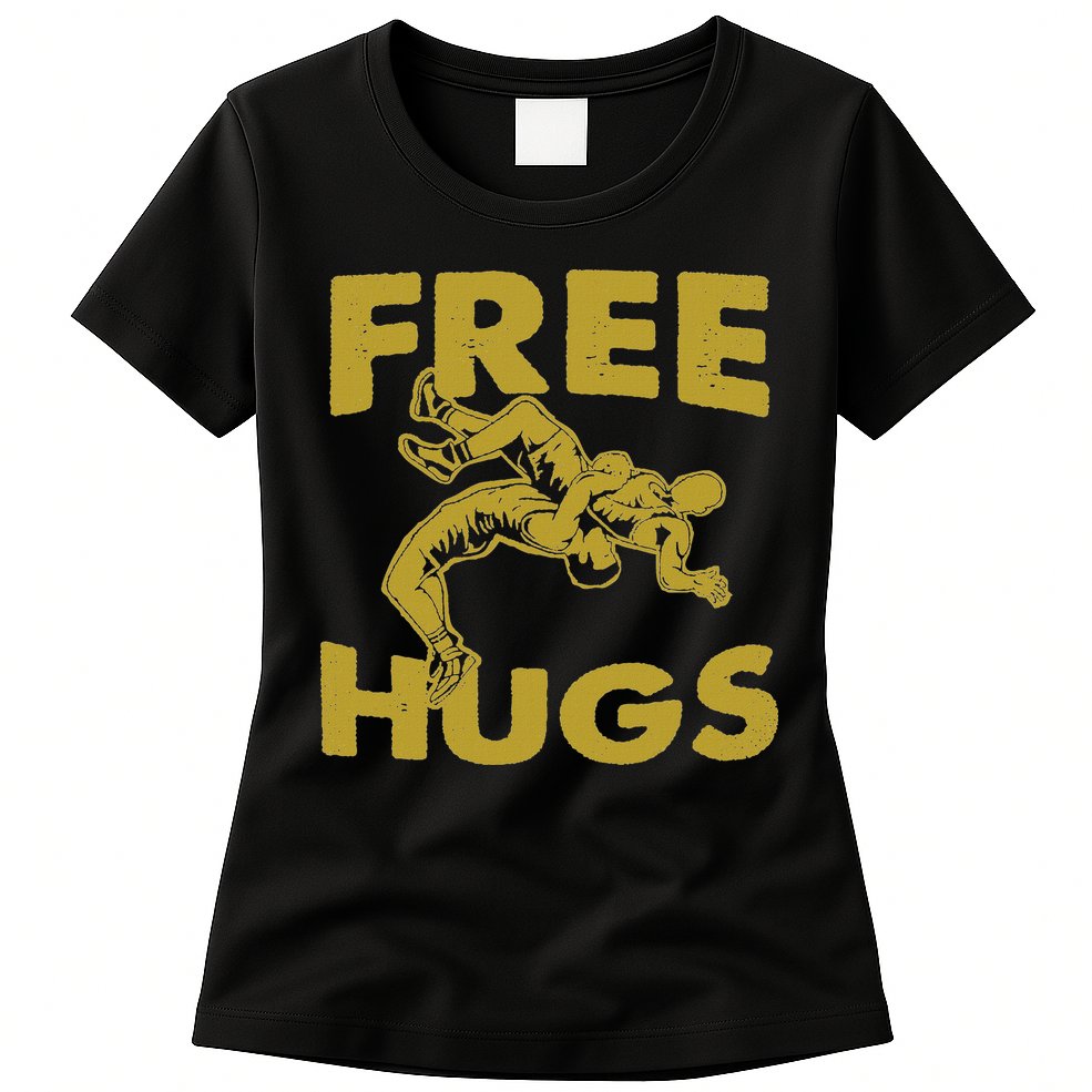 Free Hugs T Wrestling Gift For Coach Wrestler Womens T-Shirt