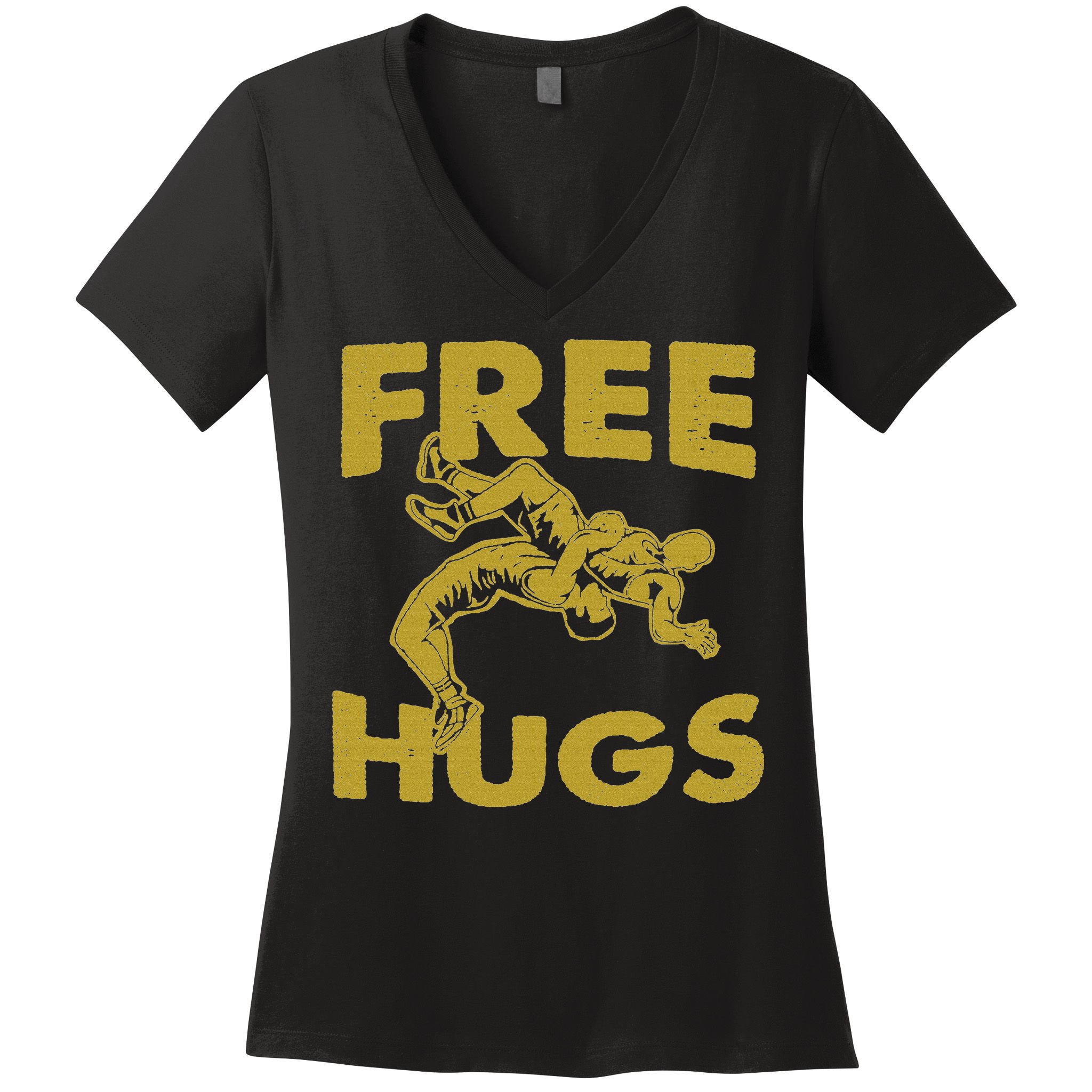 Free Hugs T Wrestling Gift For Coach Wrestler Women's V-Neck T-Shirt
