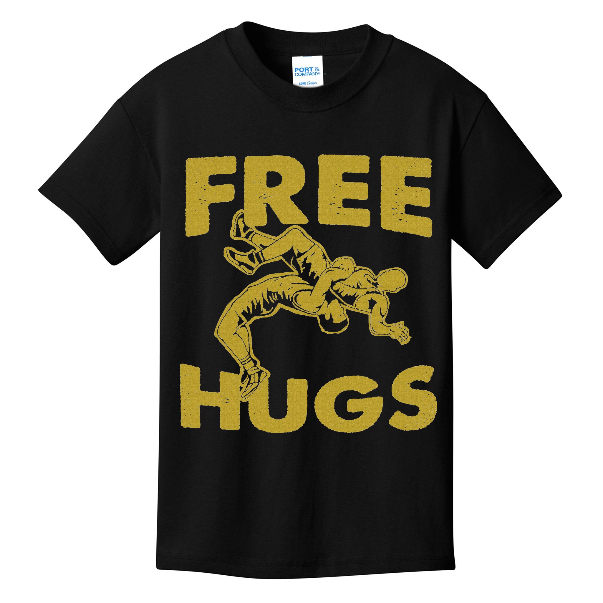 Free Hugs T Wrestling Gift For Coach Wrestler Kids T-Shirt