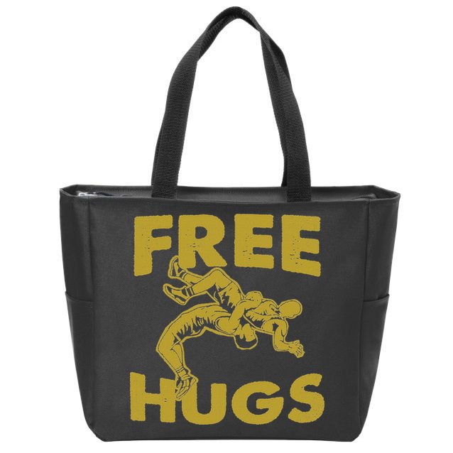 Free Hugs T Wrestling Gift For Coach Wrestler Zip Tote Bag