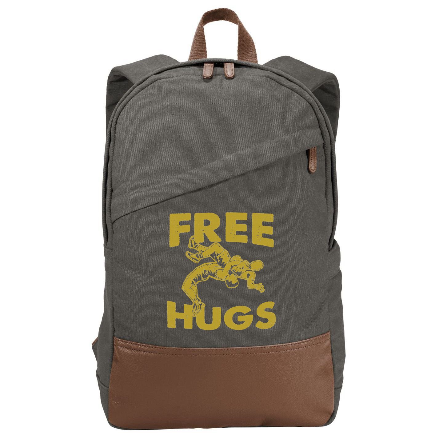 Free Hugs T Wrestling Gift For Coach Wrestler Cotton Canvas Backpack