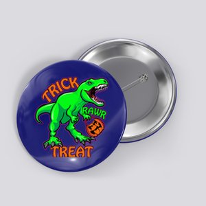 Funny Halloween Trick Rawr Treat TRex Dinosaur With Pumpkin Gift Button