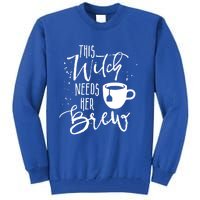 Funny Halloween Tea Gift Witch Needs Her Brew Cup Funny Gift Tall Sweatshirt