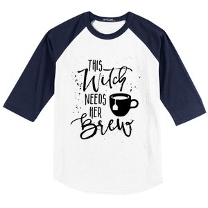 Funny Halloween Tea Gift Witch Needs Her Brew Cup Funny Gift Baseball Sleeve Shirt