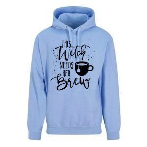 Funny Halloween Tea Gift Witch Needs Her Brew Cup Funny Gift Unisex Surf Hoodie