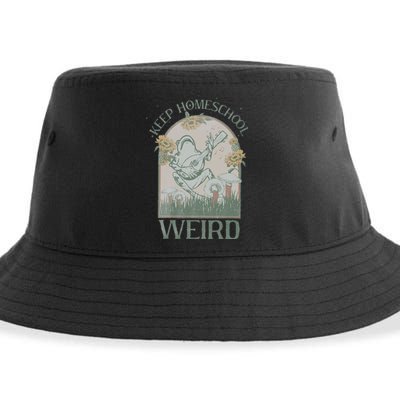 Funny Homeschool Teaching Keep Homeschool Weird Frog Mushroom Sustainable Bucket Hat