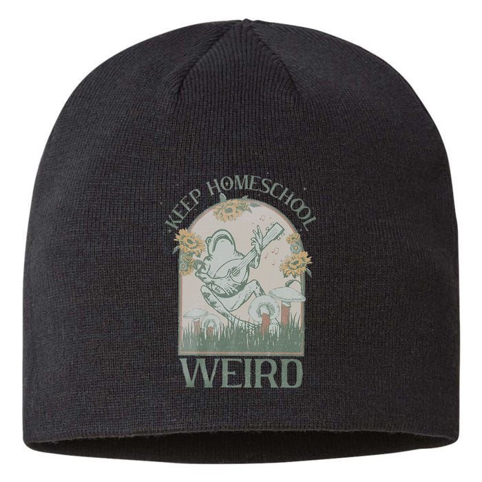 Funny Homeschool Teaching Keep Homeschool Weird Frog Mushroom Sustainable Beanie