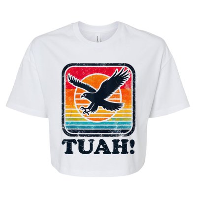 Funny Hawk Tuah Tush Camping Hiking Bella+Canvas Jersey Crop Tee