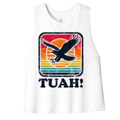 Funny Hawk Tuah Tush Camping Hiking Women's Racerback Cropped Tank