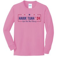 Funny Hawk Tuah 24 Spit On That Thang Kids Long Sleeve Shirt