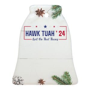 Funny Hawk Tuah 24 Spit On That Thang Ceramic Bell Ornament