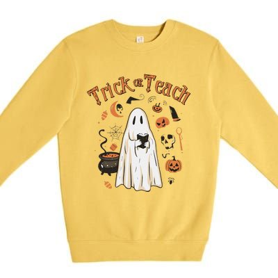 Funny Halloween Trick Or Teach Teachers Gifts Cute Ghost Premium Crewneck Sweatshirt