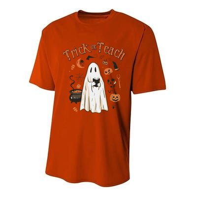 Funny Halloween Trick Or Teach Teachers Gifts Cute Ghost Performance Sprint T-Shirt