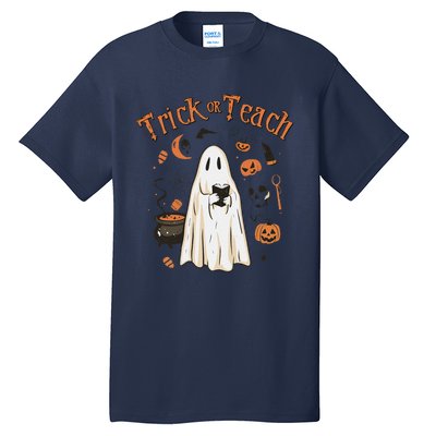 Funny Halloween Trick Or Teach Teachers Gifts Cute Ghost Tall T-Shirt