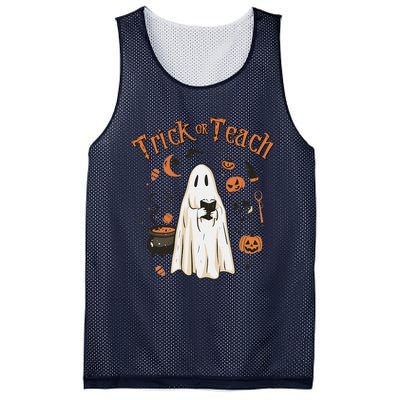 Funny Halloween Trick Or Teach Teachers Gifts Cute Ghost Mesh Reversible Basketball Jersey Tank