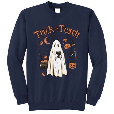 Funny Halloween Trick Or Teach Teachers Gifts Cute Ghost Tall Sweatshirt