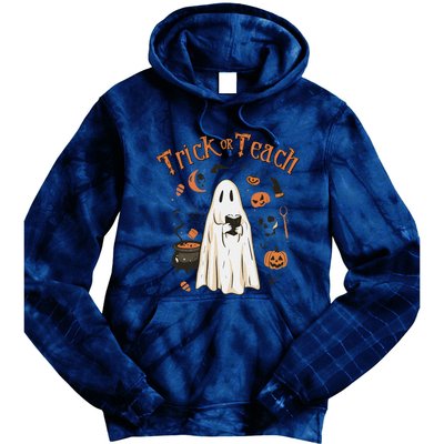 Funny Halloween Trick Or Teach Teachers Gifts Cute Ghost Tie Dye Hoodie