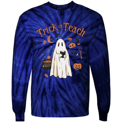 Funny Halloween Trick Or Teach Teachers Gifts Cute Ghost Tie-Dye Long Sleeve Shirt