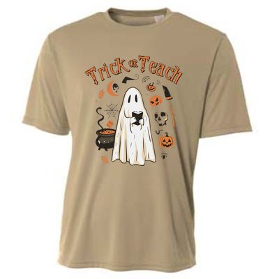 Funny Halloween Trick Or Teach Teachers Gifts Cute Ghost Cooling Performance Crew T-Shirt