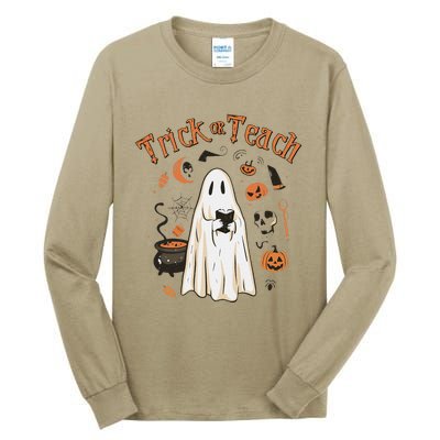 Funny Halloween Trick Or Teach Teachers Gifts Cute Ghost Tall Long Sleeve T-Shirt