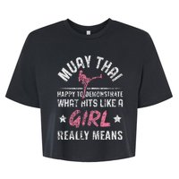 Funny Happy To Demonstrate Thai Boxing Muay Thai Bella+Canvas Jersey Crop Tee