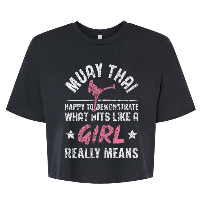 Funny Happy To Demonstrate Thai Boxing Muay Thai Bella+Canvas Jersey Crop Tee