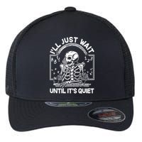 Funny Halloween Teacher Skeleton I'll Just Wait Until It's Quiet Flexfit Unipanel Trucker Cap