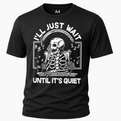 Funny Halloween Teacher Skeleton I'll Just Wait Until It's Quiet Performance Shirt