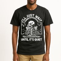 Funny Halloween Teacher Skeleton I'll Just Wait Until It's Quiet Tall T-Shirt
