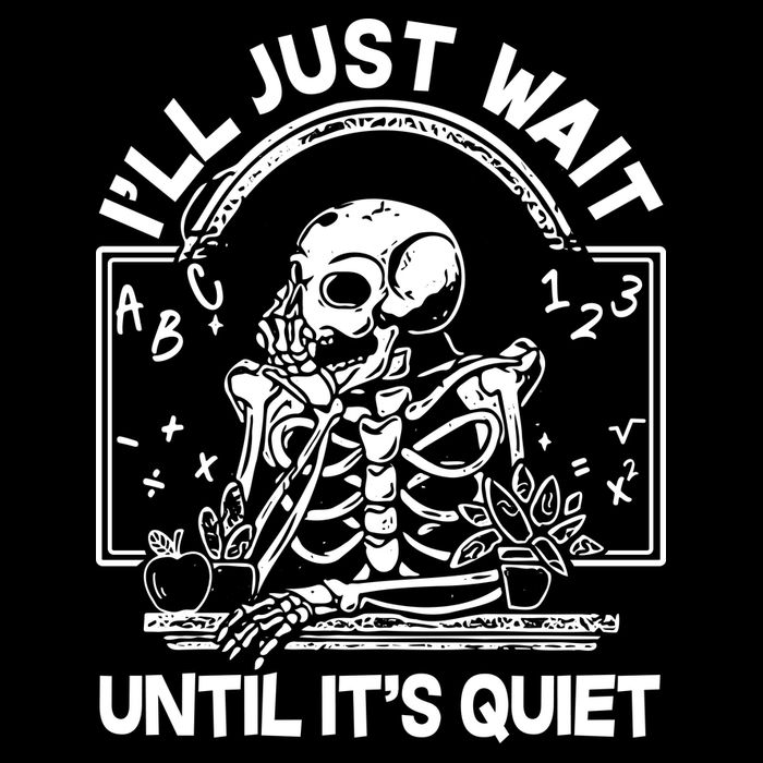 Funny Halloween Teacher Skeleton I'll Just Wait Until It's Quiet 7-Panel Snapback Hat