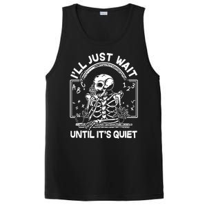 Funny Halloween Teacher Skeleton I'll Just Wait Until It's Quiet PosiCharge Competitor Tank