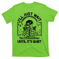 Funny Halloween Teacher Skeleton I'll Just Wait Until It's Quiet T-Shirt