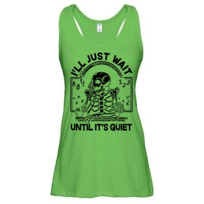 Funny Halloween Teacher Skeleton I'll Just Wait Until It's Quiet Ladies Essential Flowy Tank