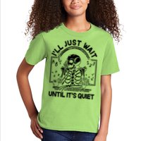 Funny Halloween Teacher Skeleton I'll Just Wait Until It's Quiet Kids T-Shirt
