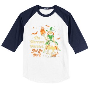 Funny Halloween The Horrors Persist Yet So Do I Baseball Sleeve Shirt