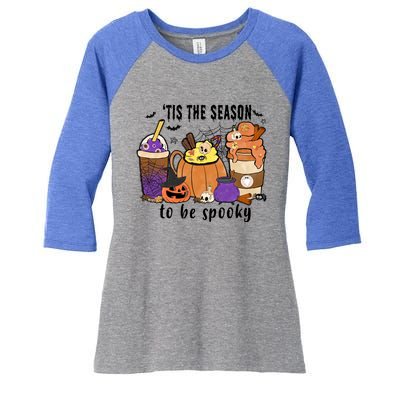 Funny Halloween Tis The Season To Be Spooky Gift Women's Tri-Blend 3/4-Sleeve Raglan Shirt