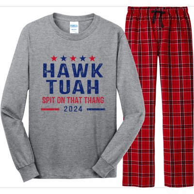 Funny Hawk Tuah Girl Spit On That Thing Long Sleeve Pajama Set