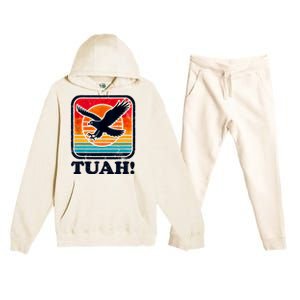 Funny Hawk Tuah Tush Camping Hiking Sarcastic Premium Hooded Sweatsuit Set