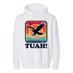 Funny Hawk Tuah Tush Camping Hiking Sarcastic Garment-Dyed Fleece Hoodie