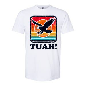 Funny Hawk Tuah Tush Camping Hiking Sarcastic Softstyle CVC T-Shirt