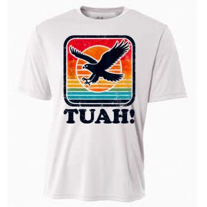 Funny Hawk Tuah Tush Camping Hiking Sarcastic Cooling Performance Crew T-Shirt