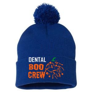 Funny Halloween Tooth Pumpkin For Dentist Boo Crew Funny Gift Pom Pom 12in Knit Beanie